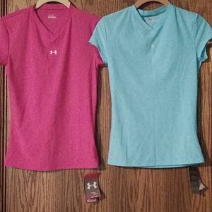 Two NWT Under Armour V Neck Short Sleeve Tops
